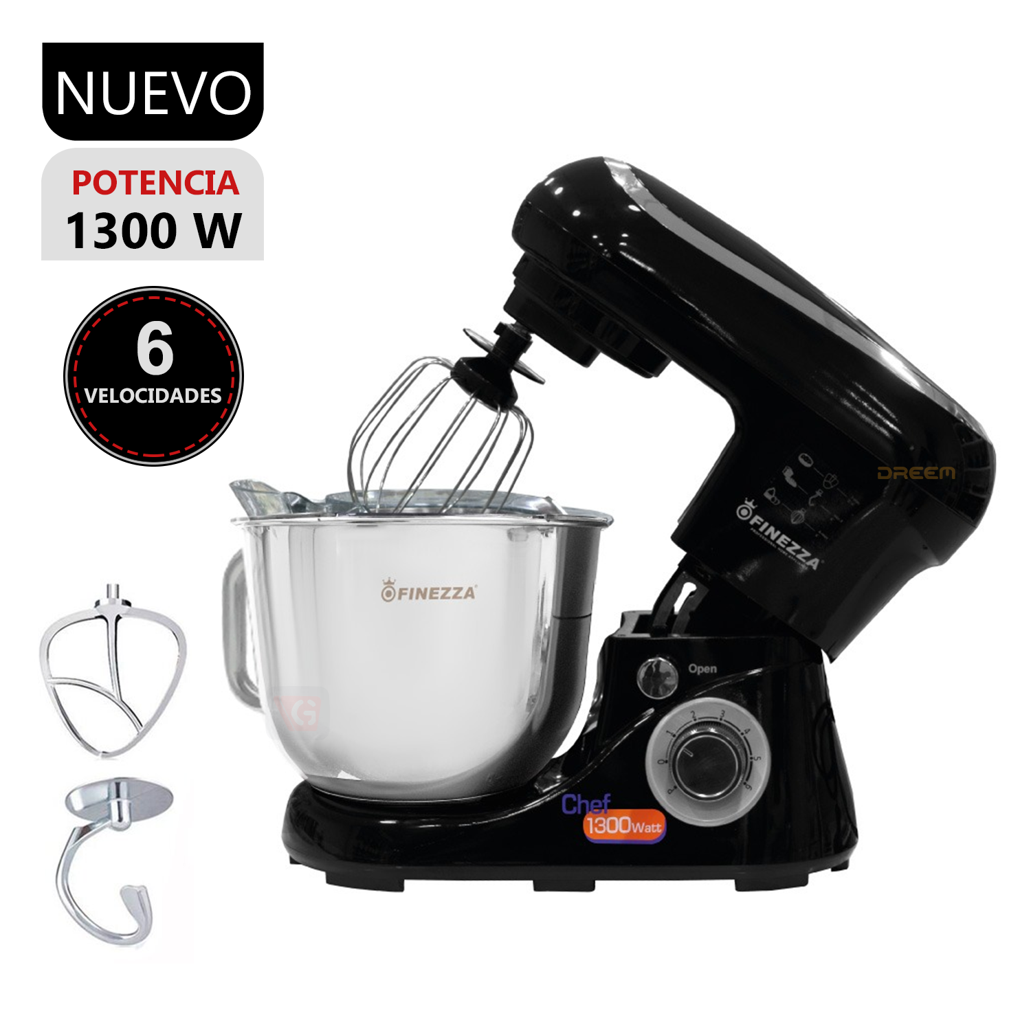 Batidora Orbital 1300W FZ-6822B 6 Velocidades - Negro
