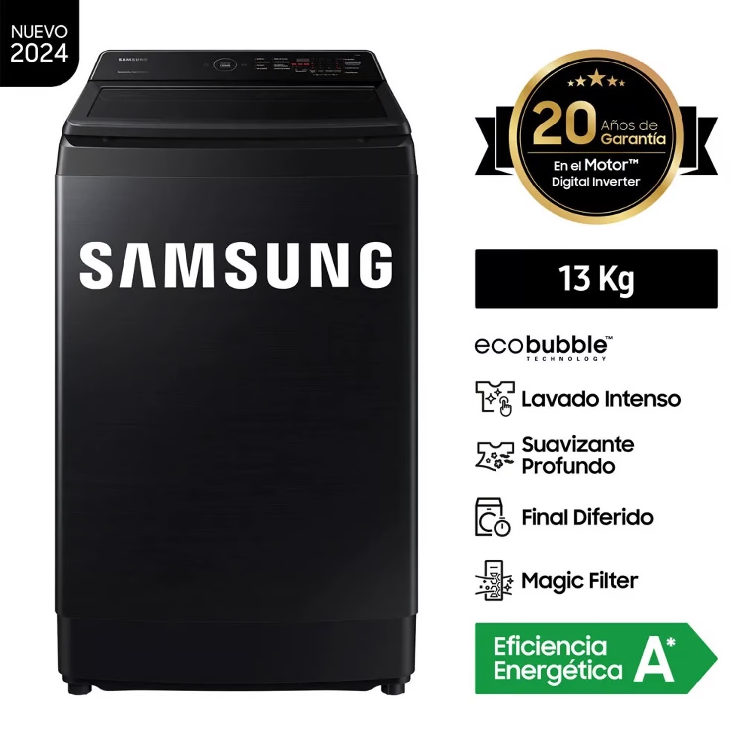 Lavadora Samsung 13Kg Carga Superior WA13CG5441BV - Negro