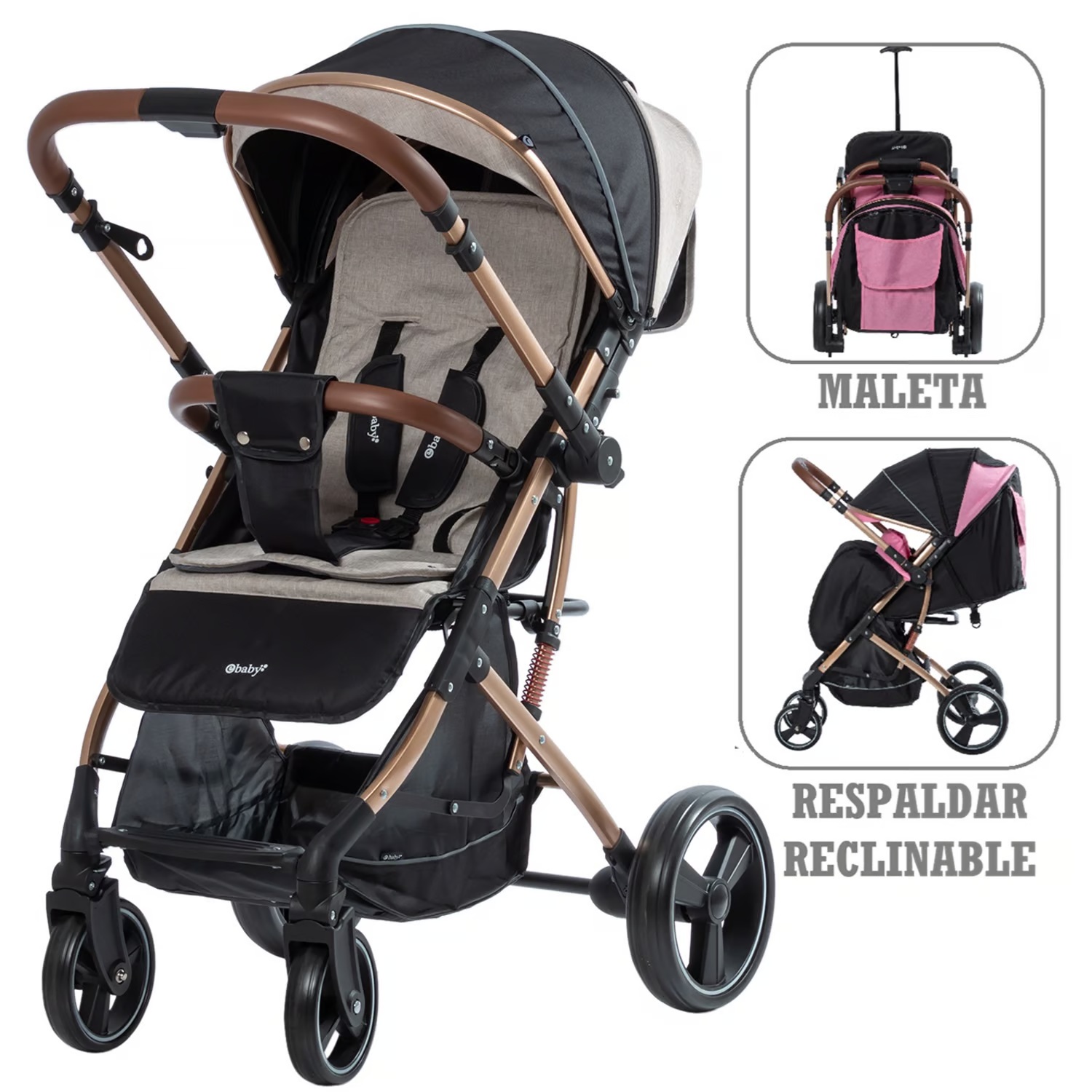 coche de paseo Rudi tipo maleta Ebaby EB119 Beige