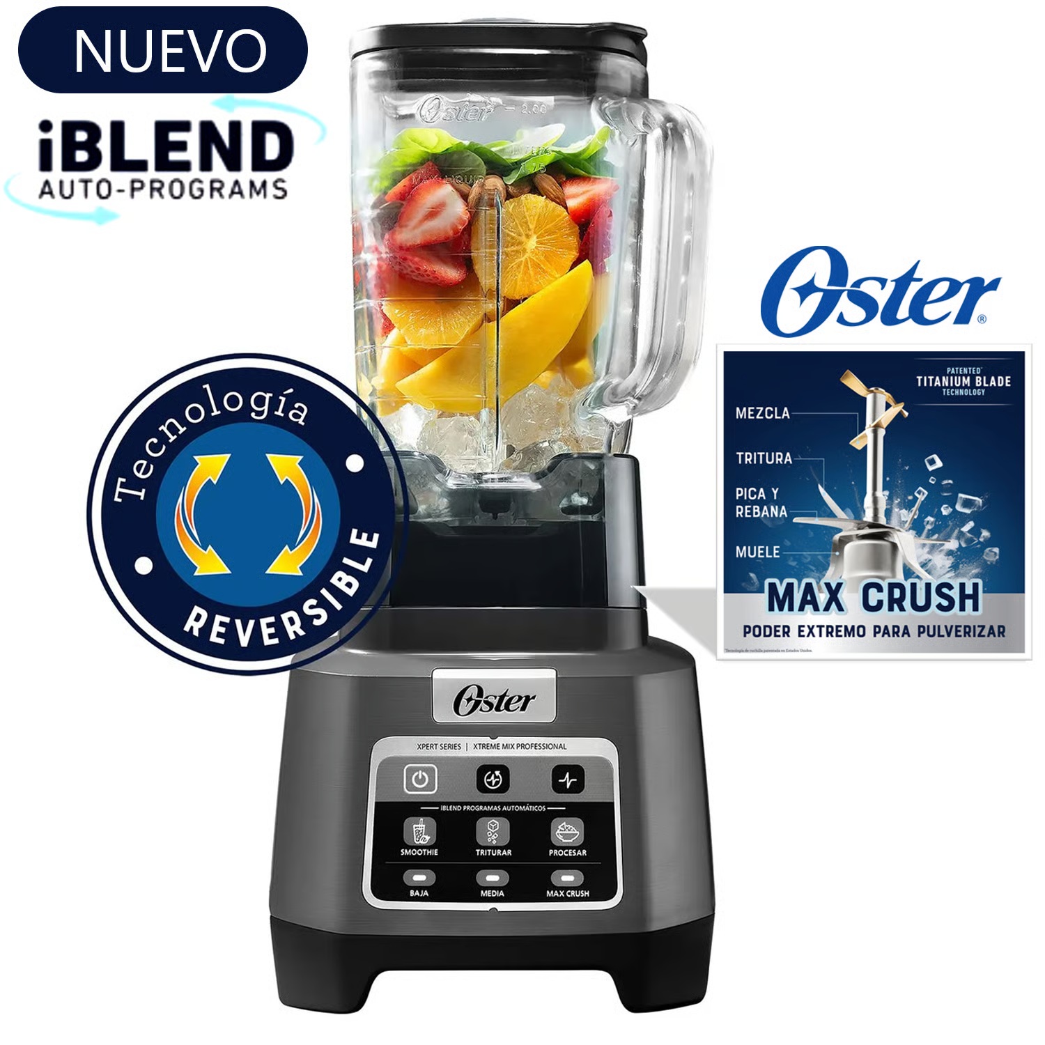 	 Licuadora Xtreme Mix 2L Con Programas Automáticos iBlend BLSTXPG-BW