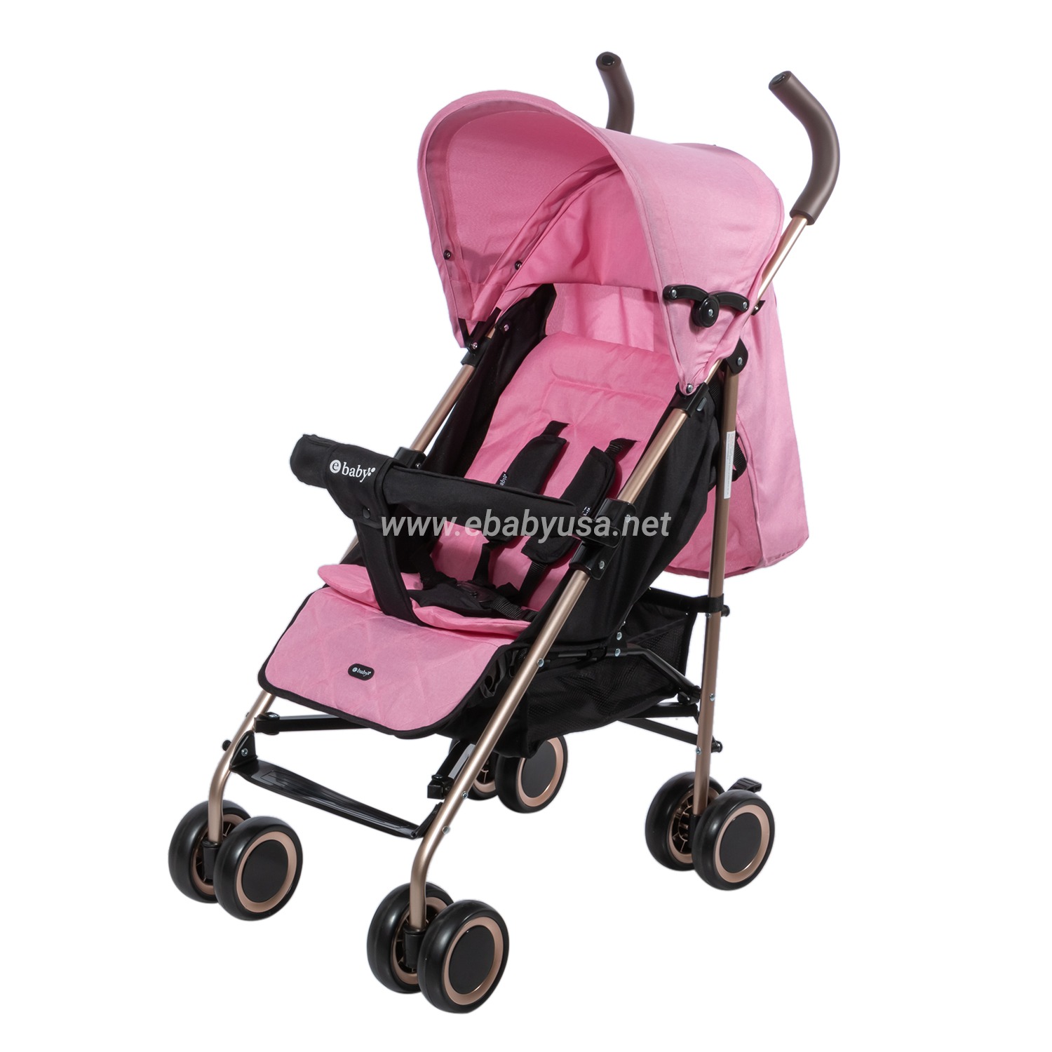 	 Coche Bastón Reclinable Ebaby Travis 214-4 Rosado