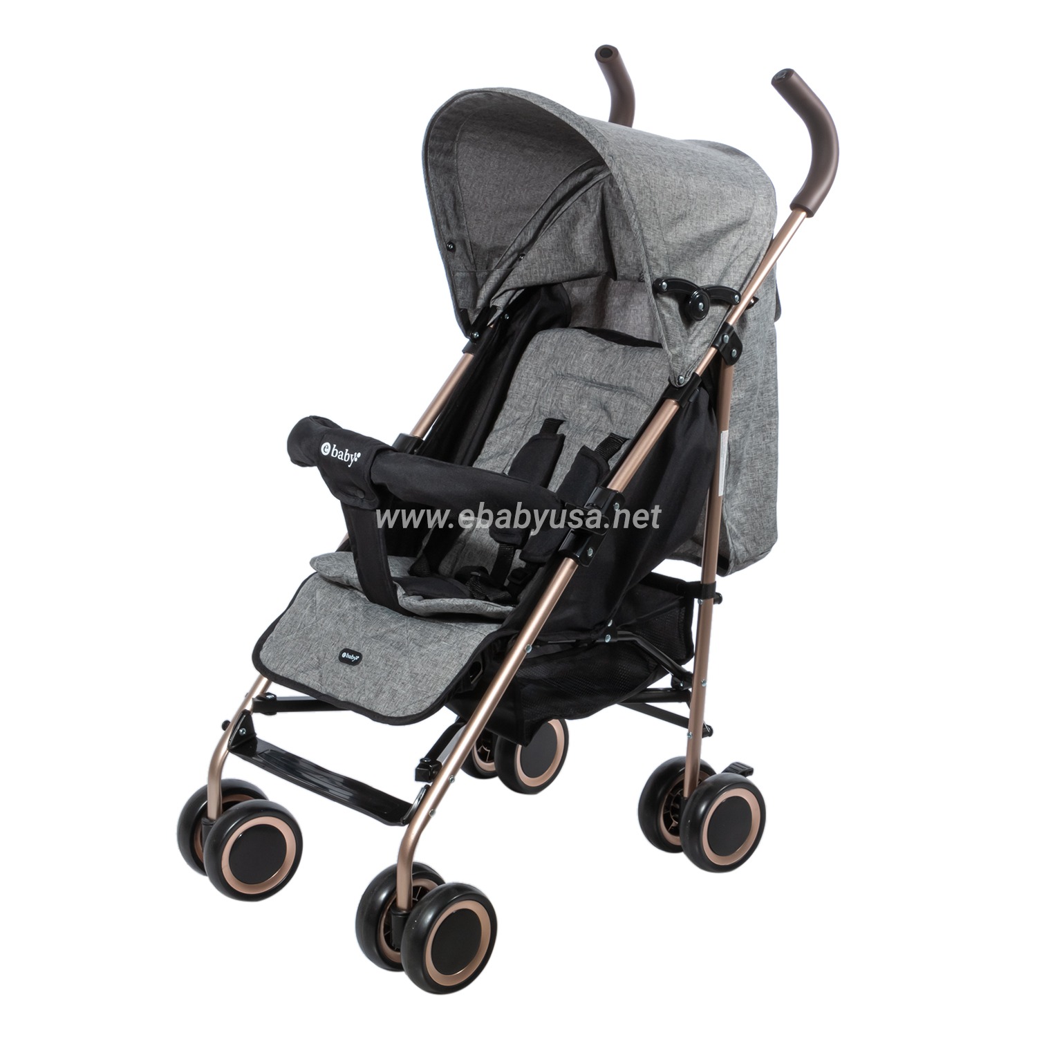 	 Coche Bastón Reclinable Ebaby Travis 214-4 Gris
