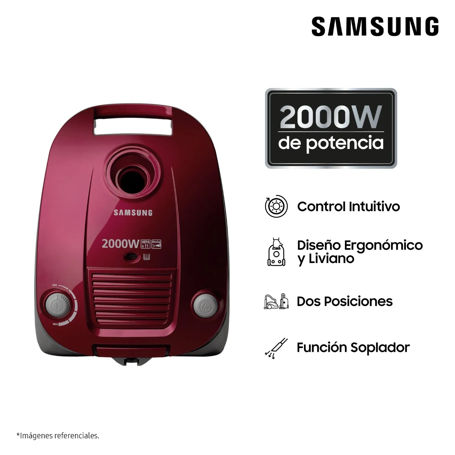 Aspiradora Dust Blowing Con 2000 W Vino Rubí Samsung VCC4190V3E
