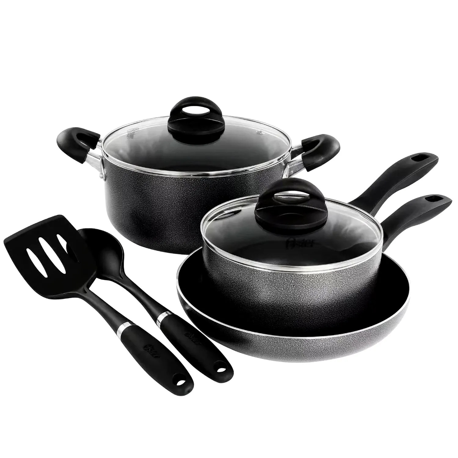 Juego de Ollas aluminio antiadherente 7 piezas Clairborne Oster gris