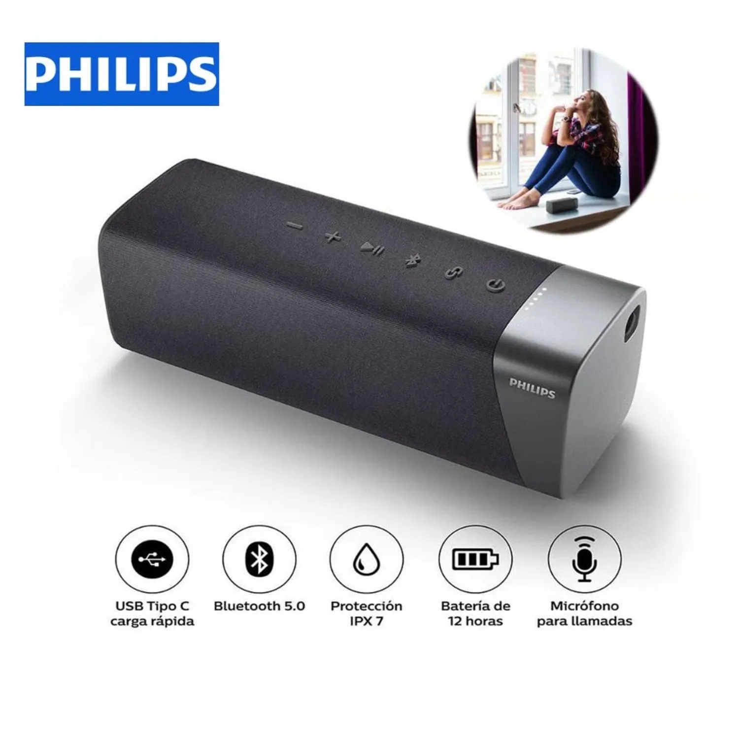 Parlante Inalámbrico Philips Con Bluetooth TAS5505 - Negro