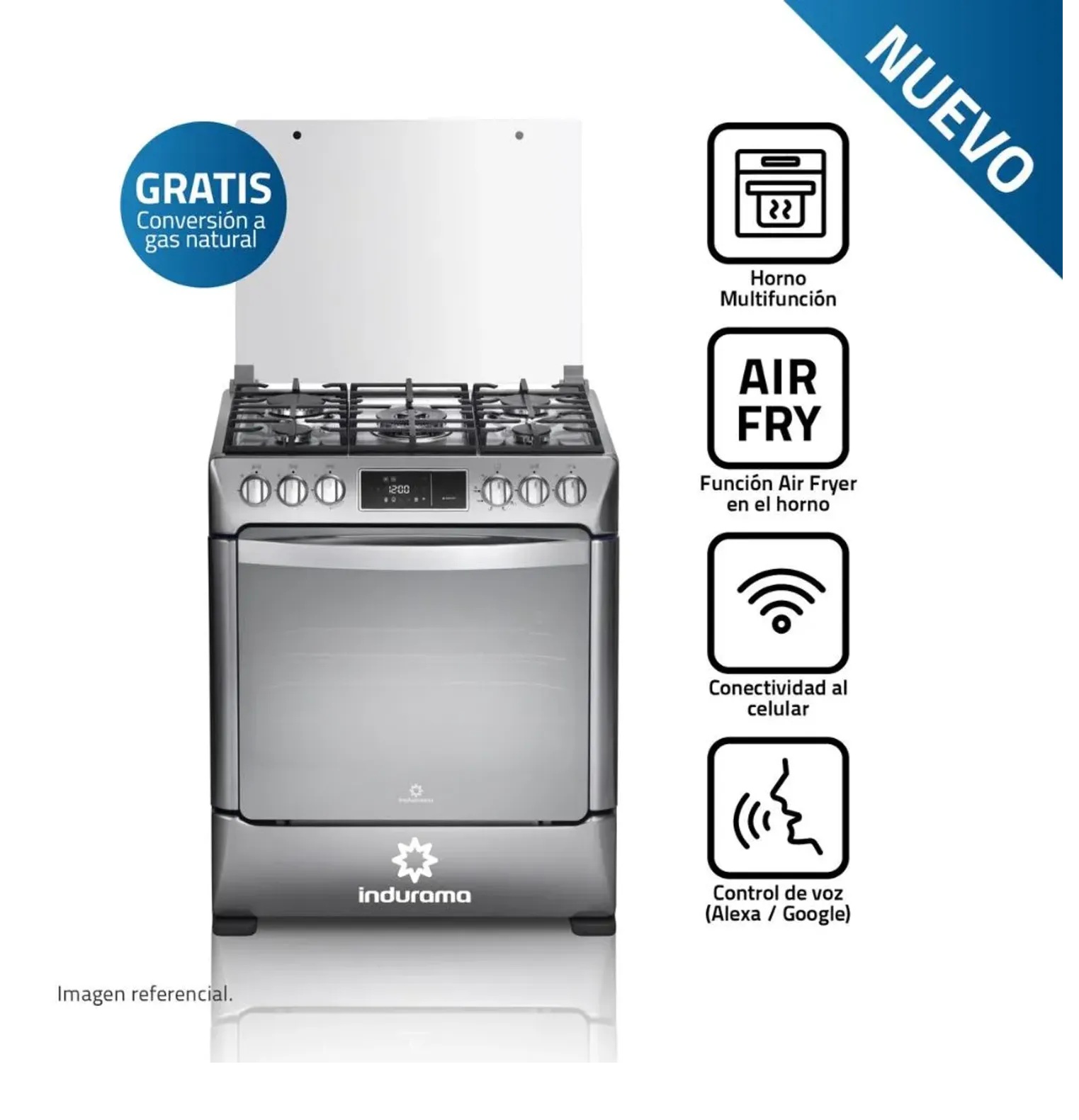 Cocina Indurama Smart CPI-3595C 30 Pulgadas 5 Hornillas Croma