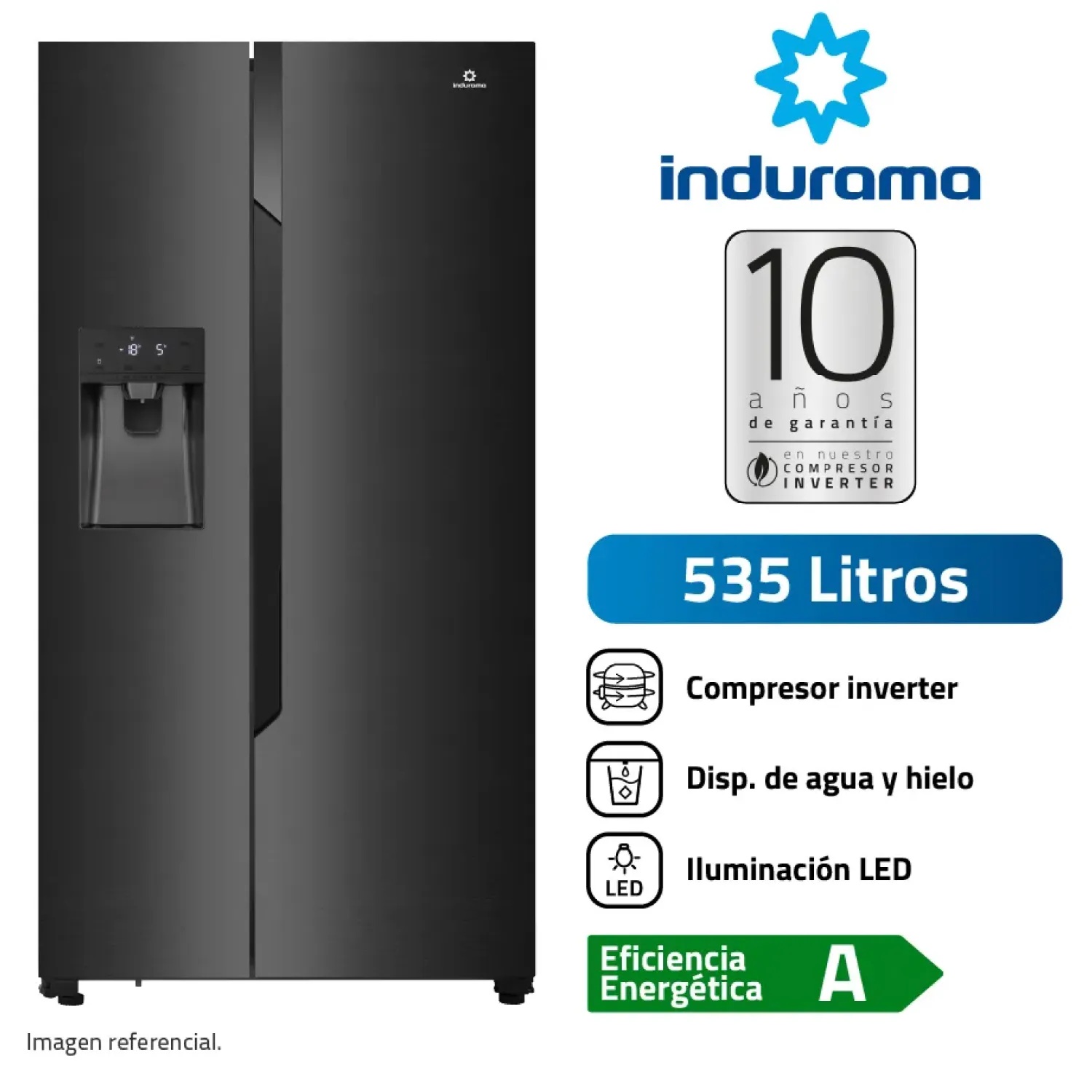 Refrigerador Indurama Side by Side No Frost de 535L con Dispensador - RI-799DHN