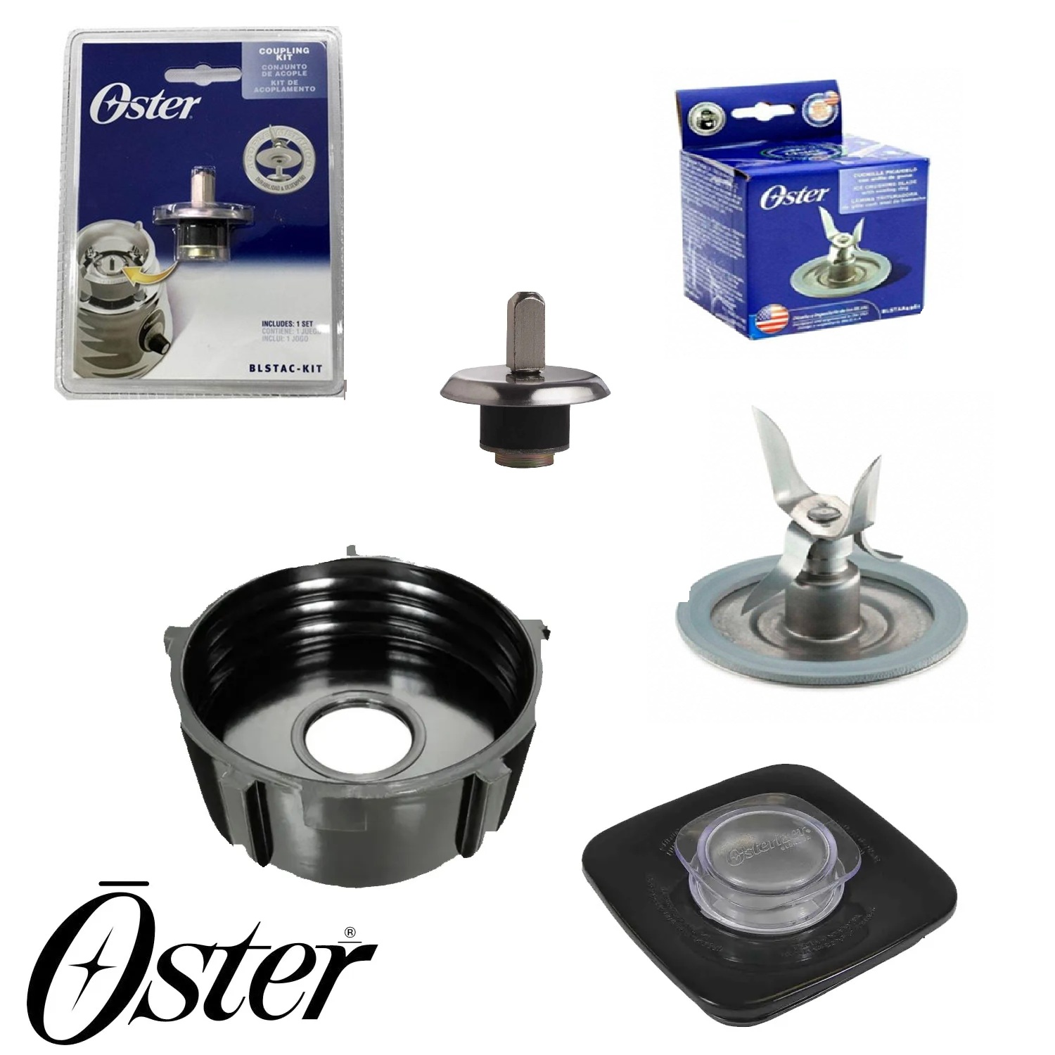 Kit de accesorios OSTER  Cuchilla BLSTAA4961,  Kit de Acople BLSTAC-KIT, Base 148381, Tapa 4903 