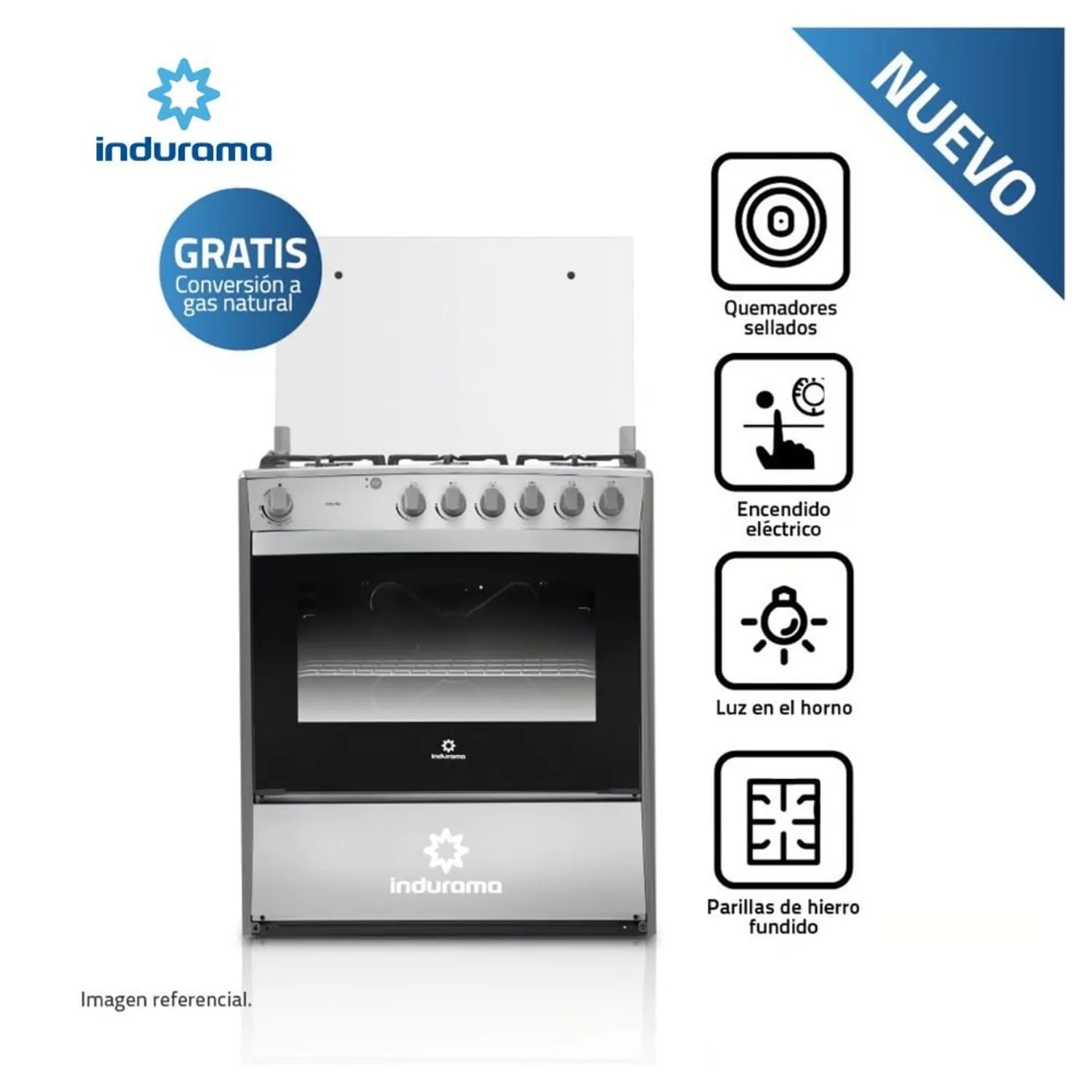 Cocina Indurama a Gas Cataluña QZ 6 Hornillas Croma