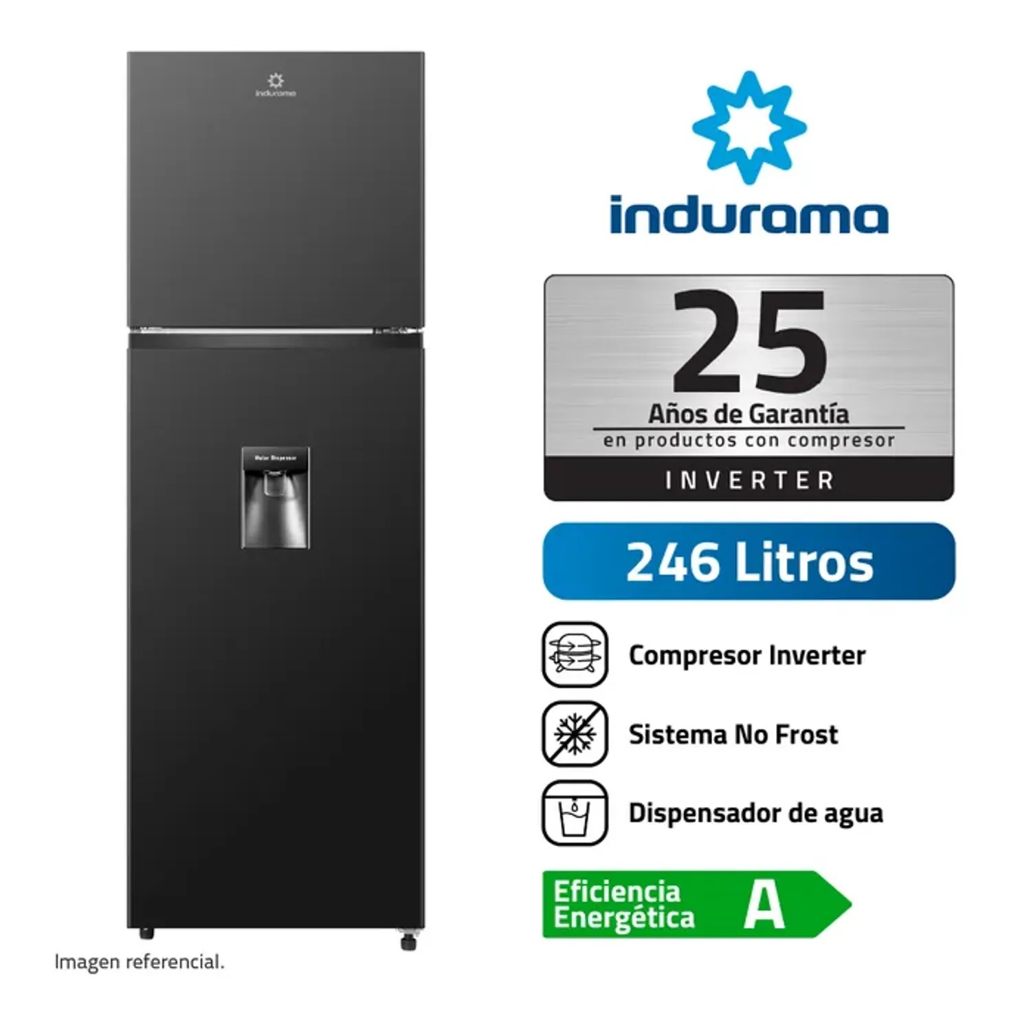 Refrigeradora Top Mount 246 litros Negro Indurama RI-389DNI