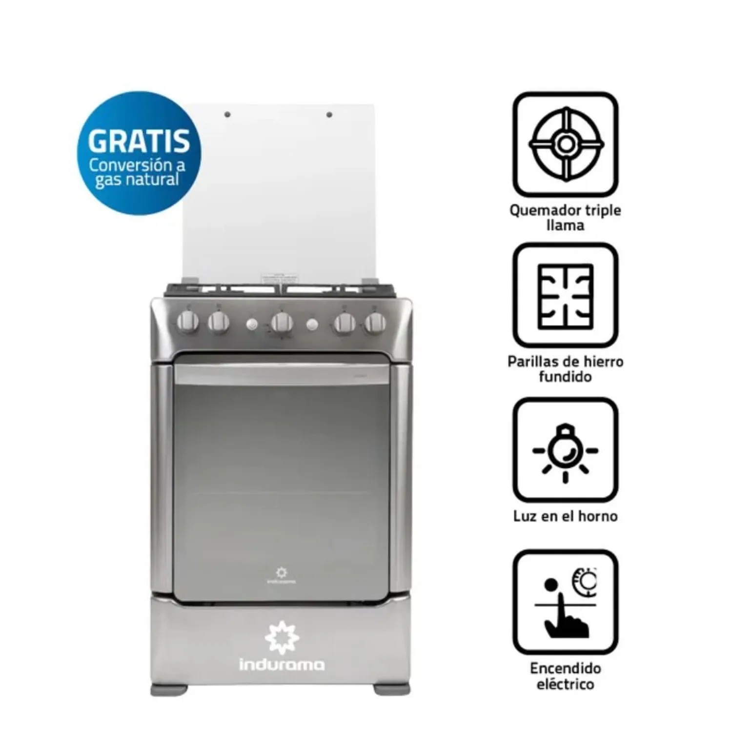 Cocina a Gas Indurama 4 Hornillas Granada Zafiro - Croma