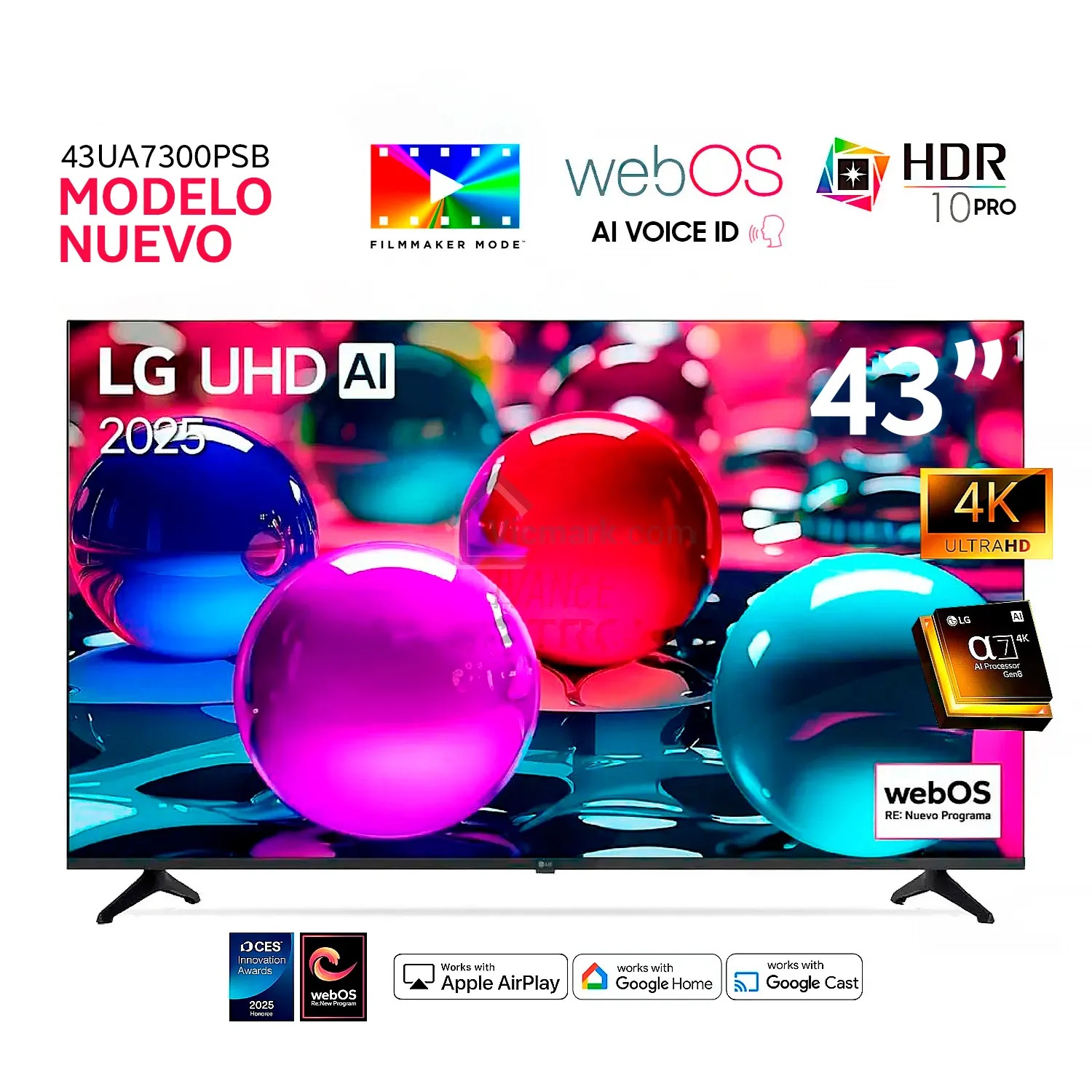 Televisor Lg 43 Pulg Ultra HD 4K AI ThinQ 43UA7300 Modelo 2025