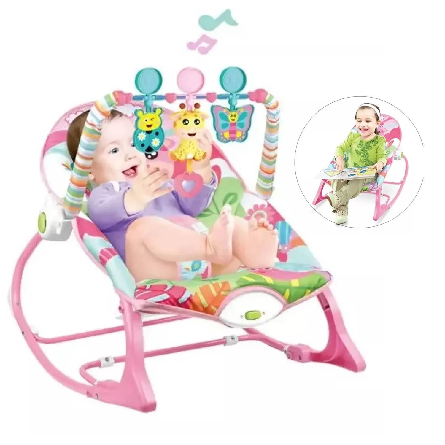 Silla Mecedora Musical y Vibrador Kimmy Rosado